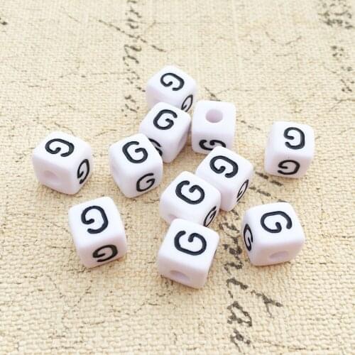 550pcs/Lot Cube White Pearl Single G Alphabet Beads 10mm Square DIY Jewelry English Initial English Letters Lucite Spacer Bead