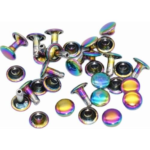 7mm Rainbow Material Double Cap Rivets Studs for Leathercrafts Fastener Snaps Prong Studs rapid rivets 50set