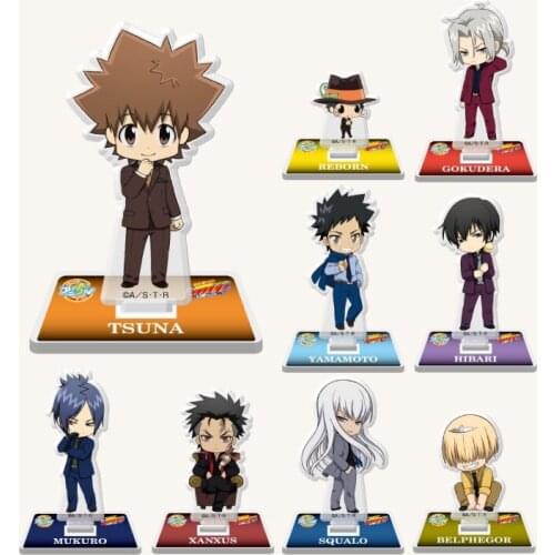 Anime HITMAN REBORN! Gokudera Hayato Hibari Kyoya Acrylic Stand Figure Model Plate Display Tabletop Decor Cosplay Cartoon Gift