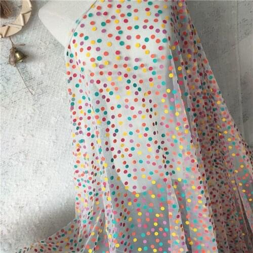160cm Width White Rainbow Colorful Polka Dot Tulle Fabric Swiss Net Mesh Fabric For Dress,Skirt,DIY Decor Black Pink By The Yard