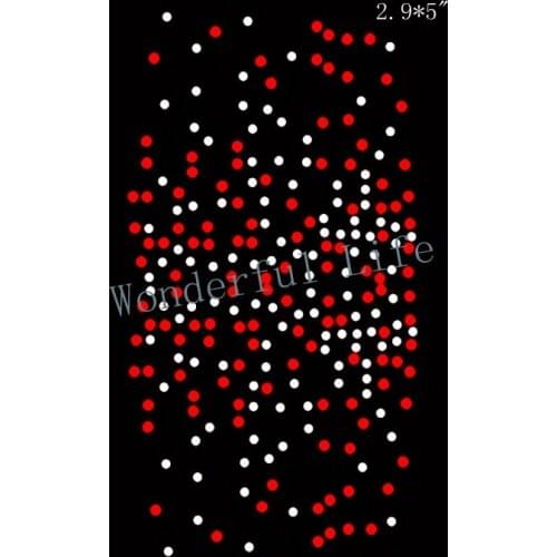 Free Shipping short line dots red with white clear crystal hotfix rhinestones strip Heat transfer design iron on motifs