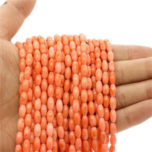 4~10mm Natural Coral Stone Loose Beads Oval Pink Coral Beadwork for Women Jewelry Finding Make DIY Necklace Bracelet Accessories