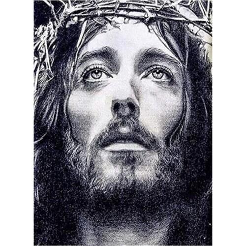 Black White Jesus Portrait Art Paint Diy Handmade Crafts for Adults Christian Diamond Painting Full Kit Jewel Cross Stitch