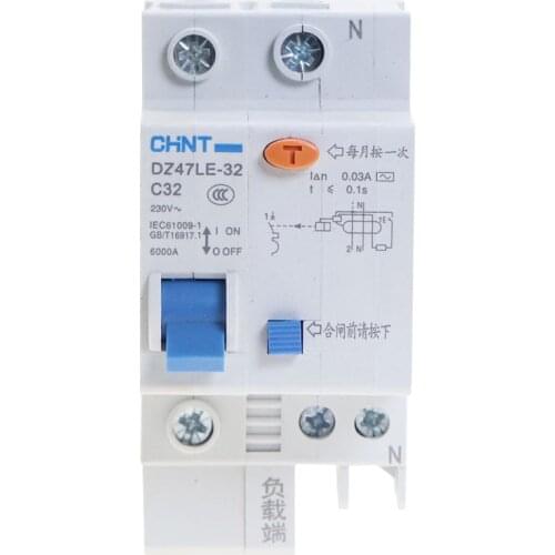 CHNT DZ47LE 1P+N 10A 16A 20A 25A 32A 40A 50A 60A Residual current Circuit breaker RCBO