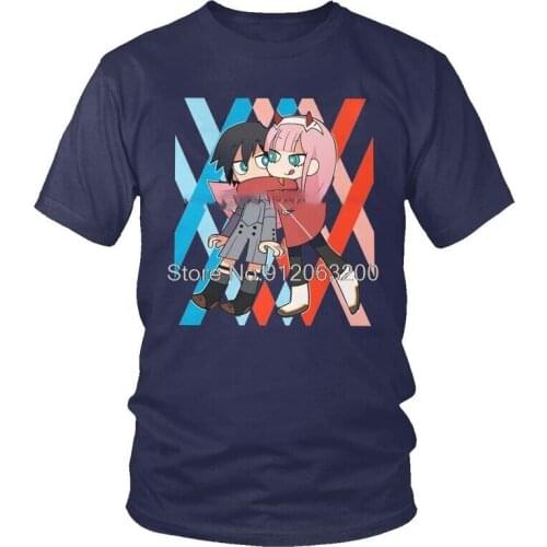 Darling Vintage In The Franxx T-Shirts Men Fashion T Shirts Short Sleeve Hiro And Zero Two Tshirt Cotton Tee Tops Clothing