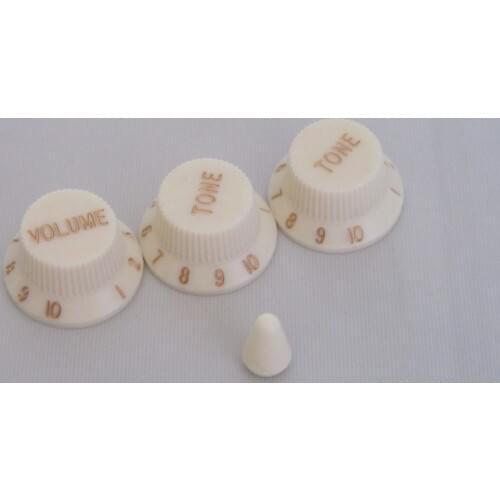 KAISH ST Knobs Volume V Tone T Knob & 5 Way Swtich Tip Cap Parchment