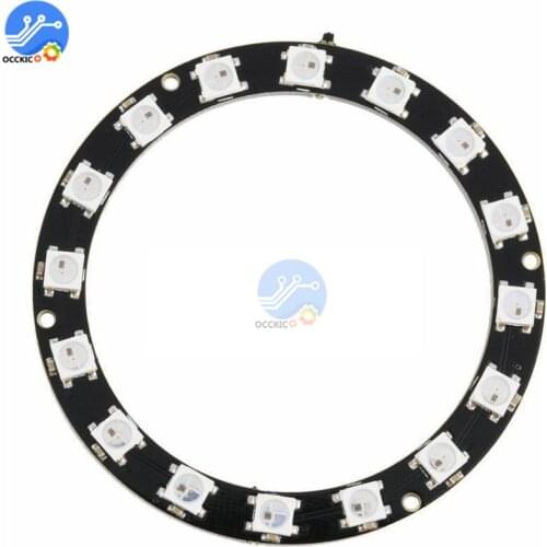 16 Bits 16 X WS2812 5050 RGB LED Ring Lamp Light with Integrated Drivers 60mm For Arduino WS2812B