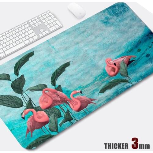 Flamingo Mouse Pad Pink Art XXL Desk Mat Mouse Gamer Accessories Large Leather Rubber Stitch Edge Mousepad Thicker 3mm
