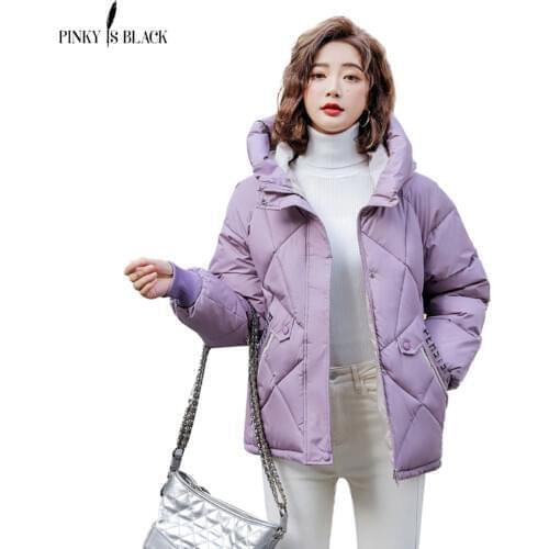 PinkyIsBlack 2020 New Winter Jacket Women Parkas Hooded Thick Down Cotton Padded Female Jacket Short Winter Coat Women Outwear