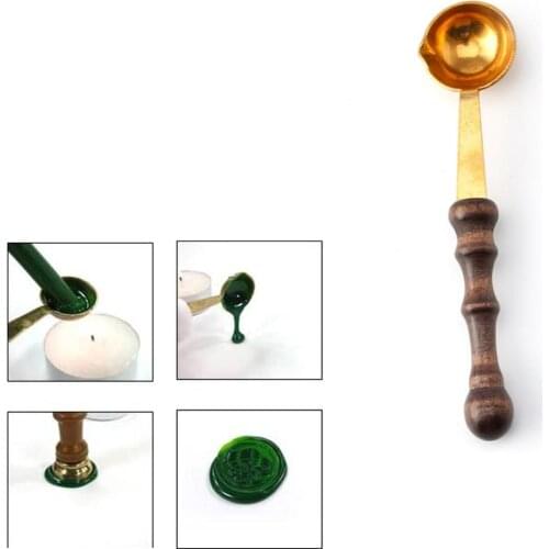 Brass&Wood Spoon For Melt Wax Melted Dissolve Wax Seal Stamp Envelope Craft