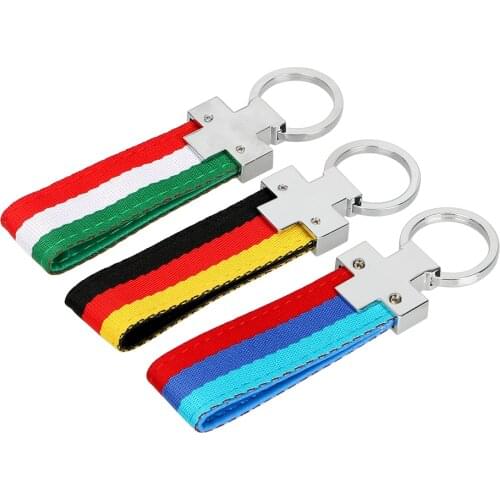 Italy Germany Flag Metal and Cloth Keychain Outdoor Sport Styling Universal Car Accessories Car Key Ring Gift For Friend