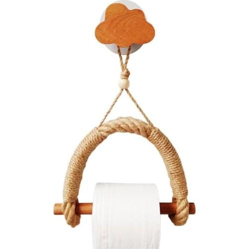 Wall Mounted Toilet Paper Holder Hand-Woven Rope Towel Holder Household Toilet Roll Paper Storage For Living Room Bathroom