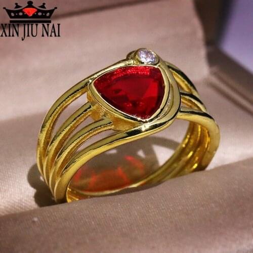 New Large Ruby Red ZC Ring 14K Gold Plated Classic Luxury Royal Intertwined Womens Wedding Engagement Party Ring Jewelry Gift