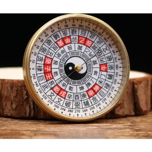 New style geomantic compass, all copper cover Bagua small compass, high precision mini portable ornaments