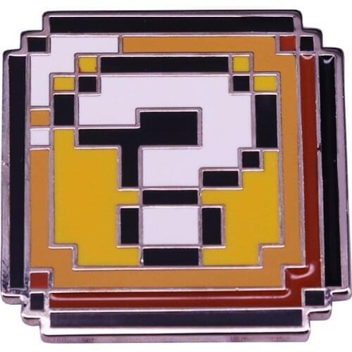 Pixel question mark brooch retro Nintendo geek gamer decor