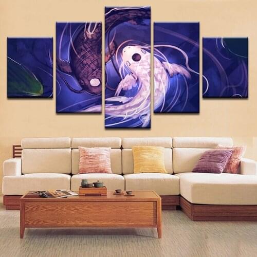 Full Square Drill 5D DIY Diamond Painting Canvas 5 Pcs Fish Creative Embroidery Set Cross Stitch Mosaic Home Decor Bedroom
