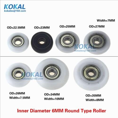 [R-ID6] Free Shipping 10PCS 626zz 696zz ball bearing Inner Diameter 6MM plastic coated roller wheel 22-35MM round wheel pulley