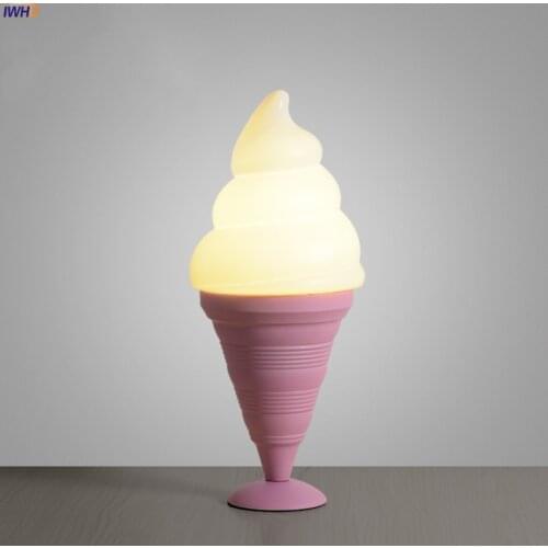 Pink LED Table Lamp Creative Ice Cream Desk Lamp Kids Room Home Art Decor Living Room Bedroom 1.3M Wire With Switch E27