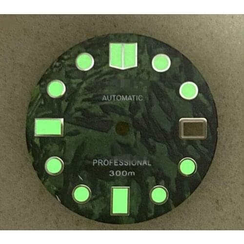 C3 Green Luminous SKX007 Watch Dial Replacement for NH35/36 Movement with S Logo