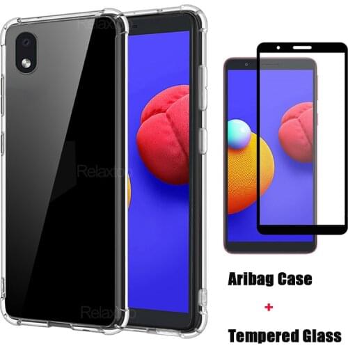 Full Cover Tempered Glass for Samsung A01 Core Clear Silicone Phone Cover for Samsung M01Core A01 Core Screen Protector Film