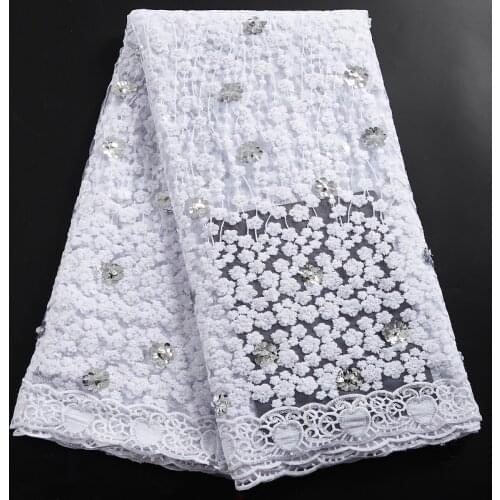 Zhenguiru New High Quality White Flower African Lace 2021 Milk Silk Fabric French Lace Nigerian For Women Wedding Dress A 2354