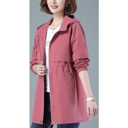2021 New Spring Autumn Women Jacket Casual Basic Coat Pocket Zipper Jackets Female Windbreaker Long Sleeve Loose Hooded Outwear