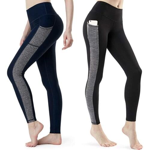 Women Workout Phone Pocket Leggings Stitching Sport Running Yo-ga Athletic Fitness Pencil Jogging Hip Pop Jeggings Leggins Mujer