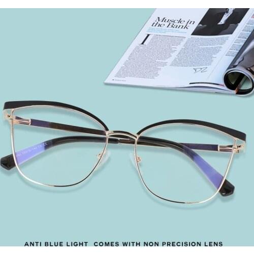 53165 Lentes Filtro Azul Mujer Metal Ladies Decorative Eyewear Cat Eye Vintage Womens Protective Work Computer Eyeglasses