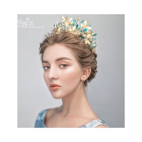 Golden vintage fairy baroque butterfly flowers tiaras hair decoration party/ballet/tiara princess stage performance headwear