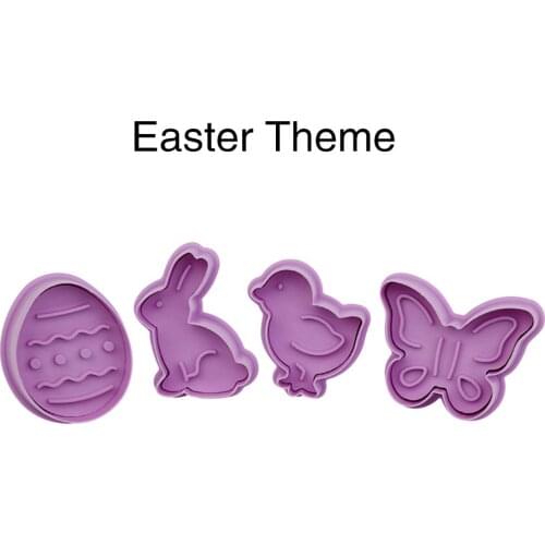 1Set Easter Food Grade Plastic Cookie Mold Animal Biscuit Cutter 3D Cartoon Rabbit Molds Baking Tools Party Cupcake Supplies