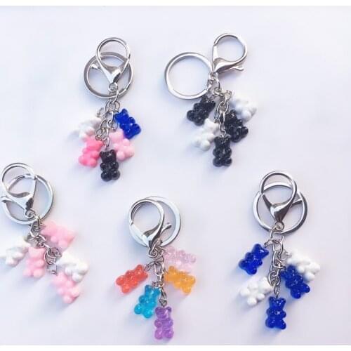 1PC Gummy Bear Keychain Flatback Resin Pendant Charms Colorful Handbag Keyring for women