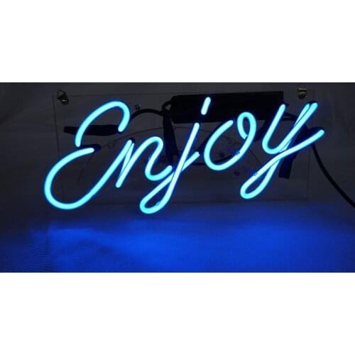 14“ Enjoy Blue Acrylic Custom Neon Light Lamp Sign Beer Bar Handmade Real Glass Decorate Home Wall Room Windows Tube Artwork