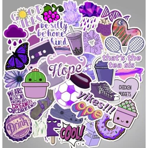 150 Sheets / 3set Cartoon Small Fresh Purple Suitcase Sticker Waterproof Doodle Guitar Sticker