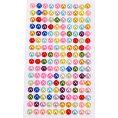 160PCS/Sheet 3/4/5/6mm Imitation Pearl Acrylicdecal Self-adhesive Rhinestone Laptop Stickers Wall Surface Decorative Stickers