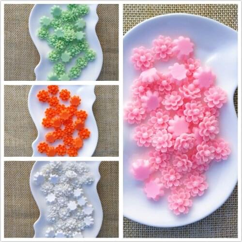 20 Pcs/lot 14 Mm Resin 3D Flower Flatback Cabochons Embellishment DIY Scrapbook Crafts Wedding Buttons DIY Jewelry Findings