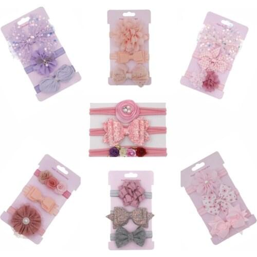 3pcs/set Elastic Flower Headbands for Baby Girls Hair Accessories Baby Girls Bows Nylon Turban Skinny Stretchy Rubber Hair band