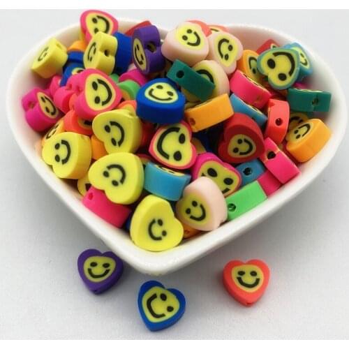 30pcs/Lot 10mm Mixed Colors LOVE Shape Clay Spacer Beads Polymer Clay Beads For Jewelry Making DIY Handmade Accessories #06