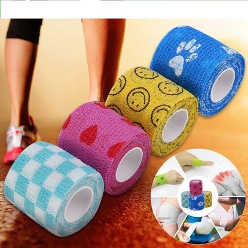 4 Type Non-Woven Fabric Self-Adhesive Fixing Tape Pattern Bandage Wrapped Elastic Joints Support Tape Waterproof Posture Correct