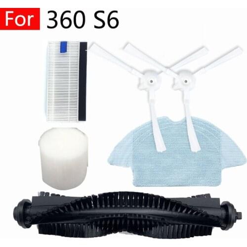 For 360 S6 Sweeping Vacuum Cleaner Attachment Hepa Filter Roll Side Brush Mop Rag Water Core Home Accessories Spare Parts