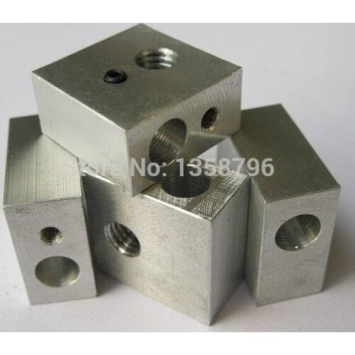 Free Shipping With Tracking Number 5pcs/lot Aluminium Heater Block For RepRap Makerbot 3D Printer Extruder Hot End With Screw