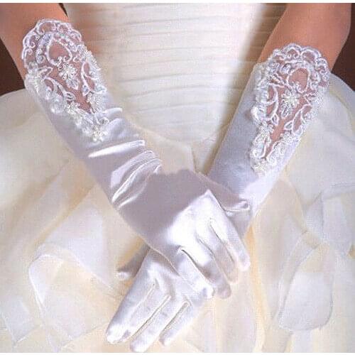 Wedding Flower Girls Communion Pageant Costume Long Elbow Satin Gloves