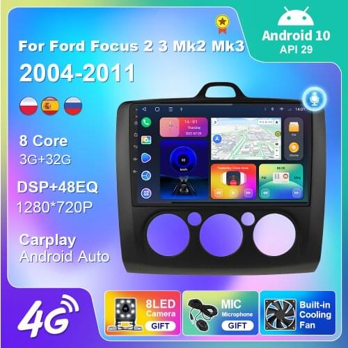 Android 10 Car Radio Autoradio For Ford Focus 2 3 Mk2 Mk3 2004-2011 Auto Multimedia Navigation GPS Carplay Backup Camera No 2din