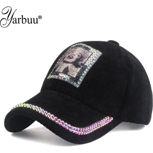 [YARBUU] 2019 new brand baseball cap winter Mom hat warm Thickened cotton snapback caps with Rhinestone baseball caps