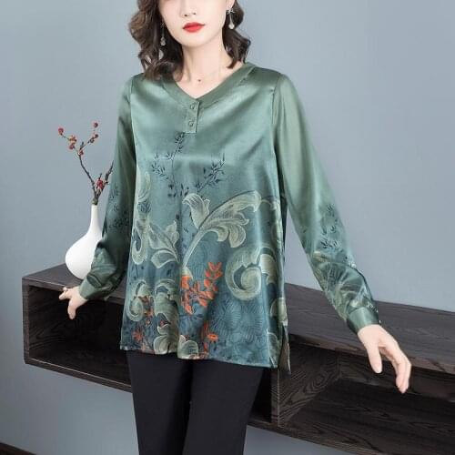Women Spring Summer Blouses Temperament Casual Print O-Neck Shirts Large Size Loose Blusas Fashion Tops MM0548