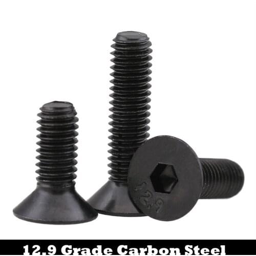 M5 M5*8/10/12/16 M5x8/10/12/16 12.9 Grade Black Carbon Steel DIN7991 Flat CSK Countersunk Head Inner Hex Hexagon Socket Screw