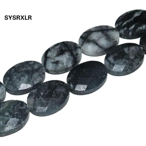 13 * 18mm Natural Faceted Network stone Stone Beads Oval Beads For Jewelry Making DIY Bracelet Earring Accessories Material