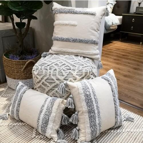Moroccan Style Cushion Cover Tuft Tassels Handmade Neutral Decoration Pillow Cover 45x45cm/30x50cm Home Decorative Pillow Case