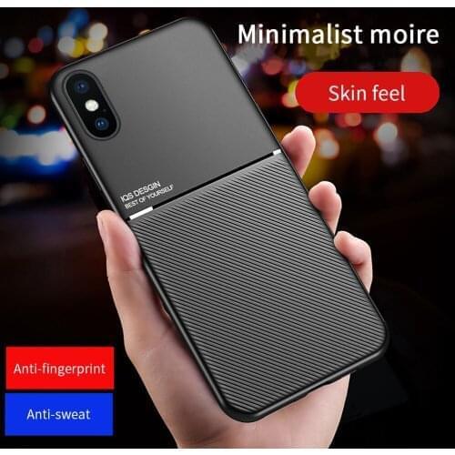 Business Style For iphone 11 Pro XS Max XR X SE2020 Texture Magnetic Car Plate Covers For iphone 6 7 8 6S Plus Shockproof Fundas