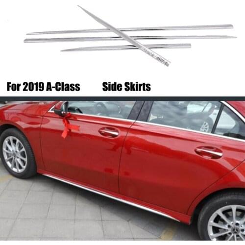 For Mercedes Benz A Class 2019 2020 2021 PSM Car Body Side Styling Trims Moulding Lip Spoiler Side Skirts Extension