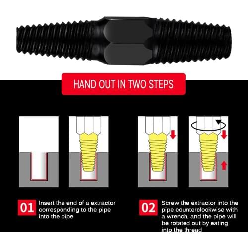 Pipe Broken Screw Extractor Double Head Screw Bolt Extractor 1/2" + 3/4" Dual Use Damaged Screw Remover Puller